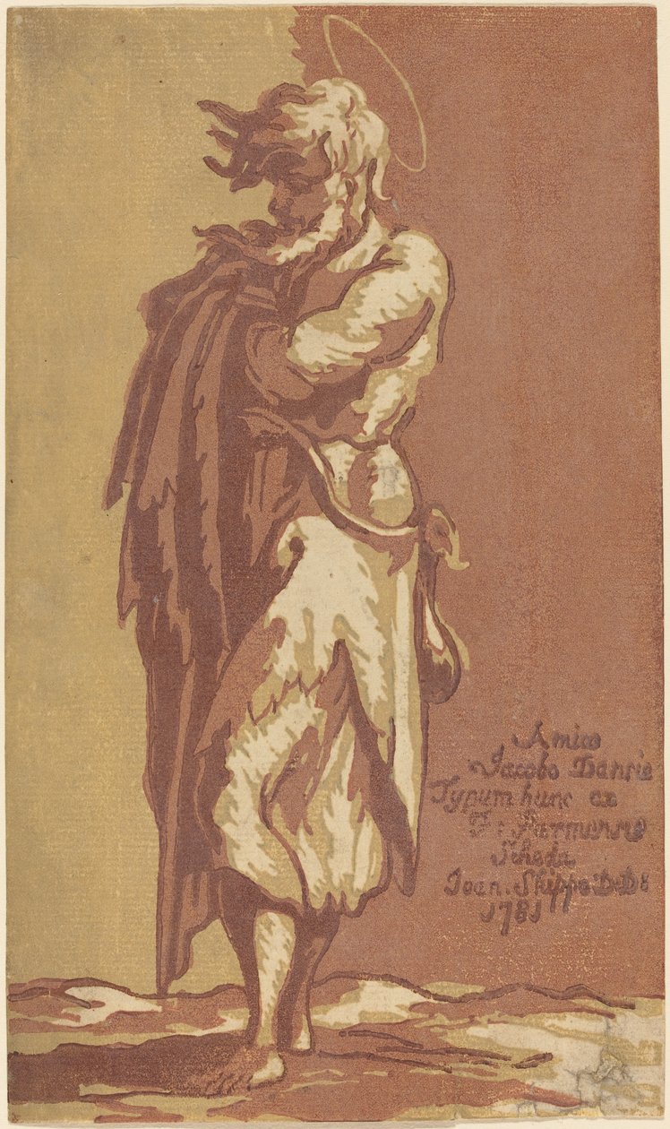 Erkek Aziz Ayakta, Kolları Katlanmış, Sola Bakmış by John Skippe after Parmigianino