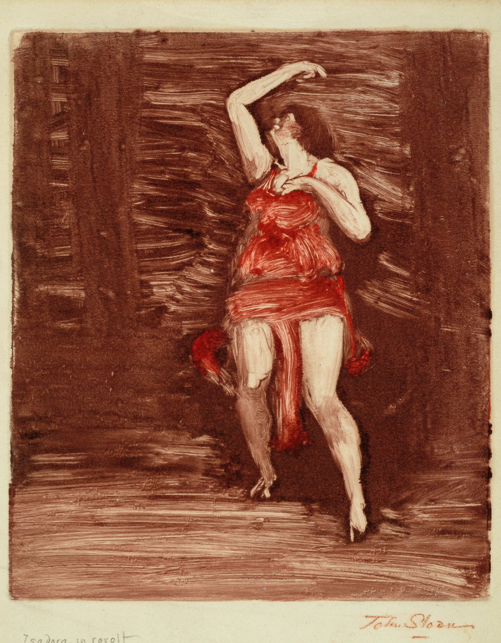 Isadora in Revolt, c.1915 (kağıt üzerinde tek tip) by John French Sloan