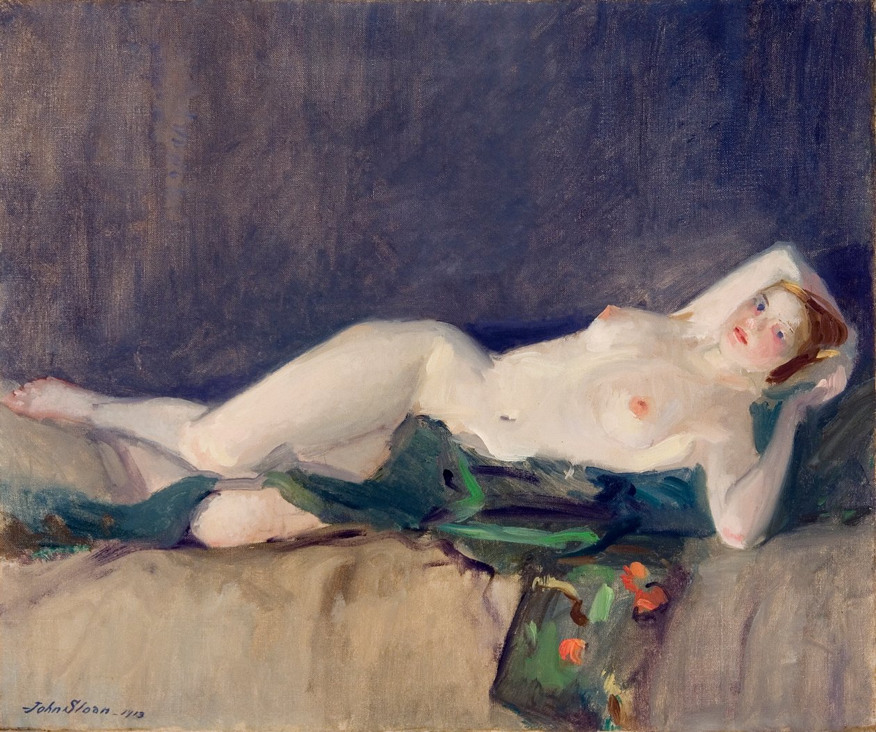 Nude, Yeşil Eşarp by John French Sloan