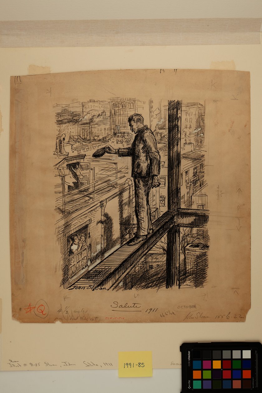 Selam, 1911 dolayları (mürekkep, kömür ve kağıt üzerine çinko beyazı boya) by John French Sloan