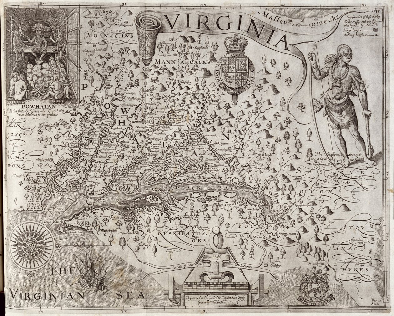 Virginia Haritası, Kaptan John Smith tarafından keşfedildi ve tarif edildi, 1606, William Hole (fl. 1607-24) tarafından oyulmuş, 1612