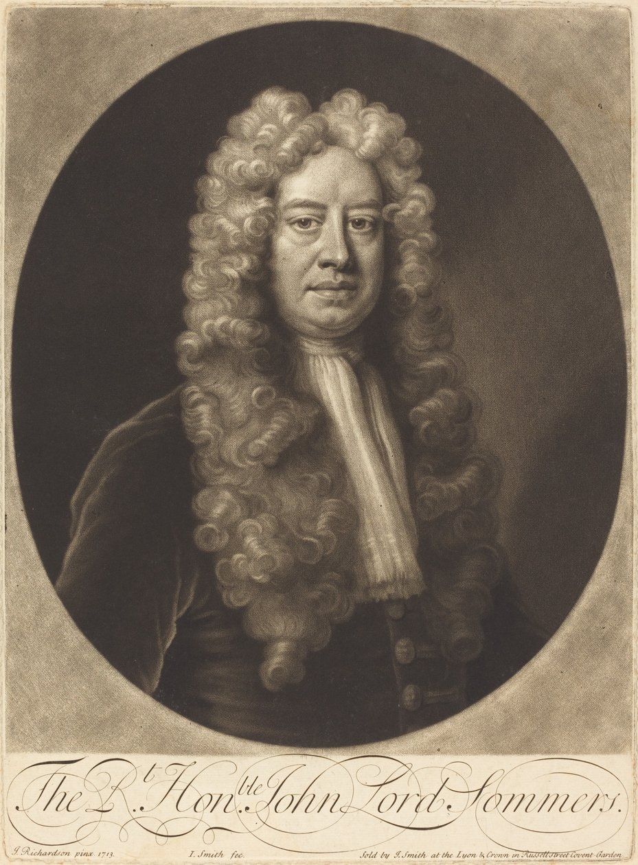 John Lord Sommers by John Smith after Jonathan Richardson, Sr.