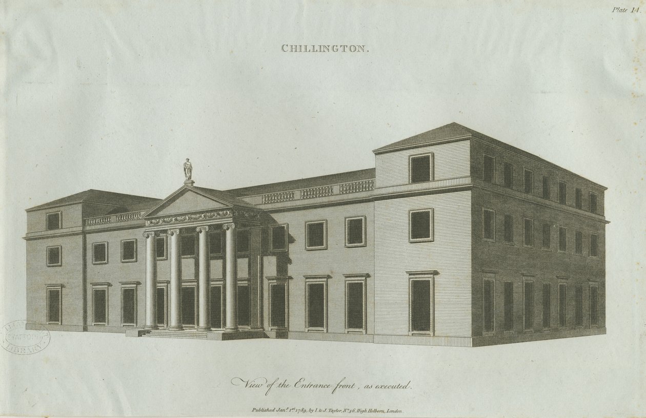 Chillington Salonu: gravür, 1789 by John Soane