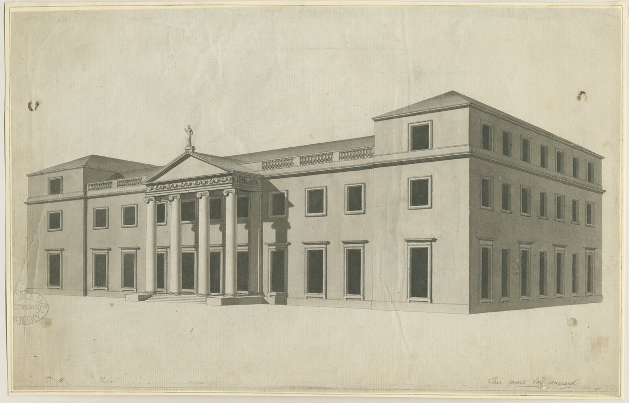 Chillington Hall: kalem ve yıkama çizimi, nd [?1780s] by John Soane