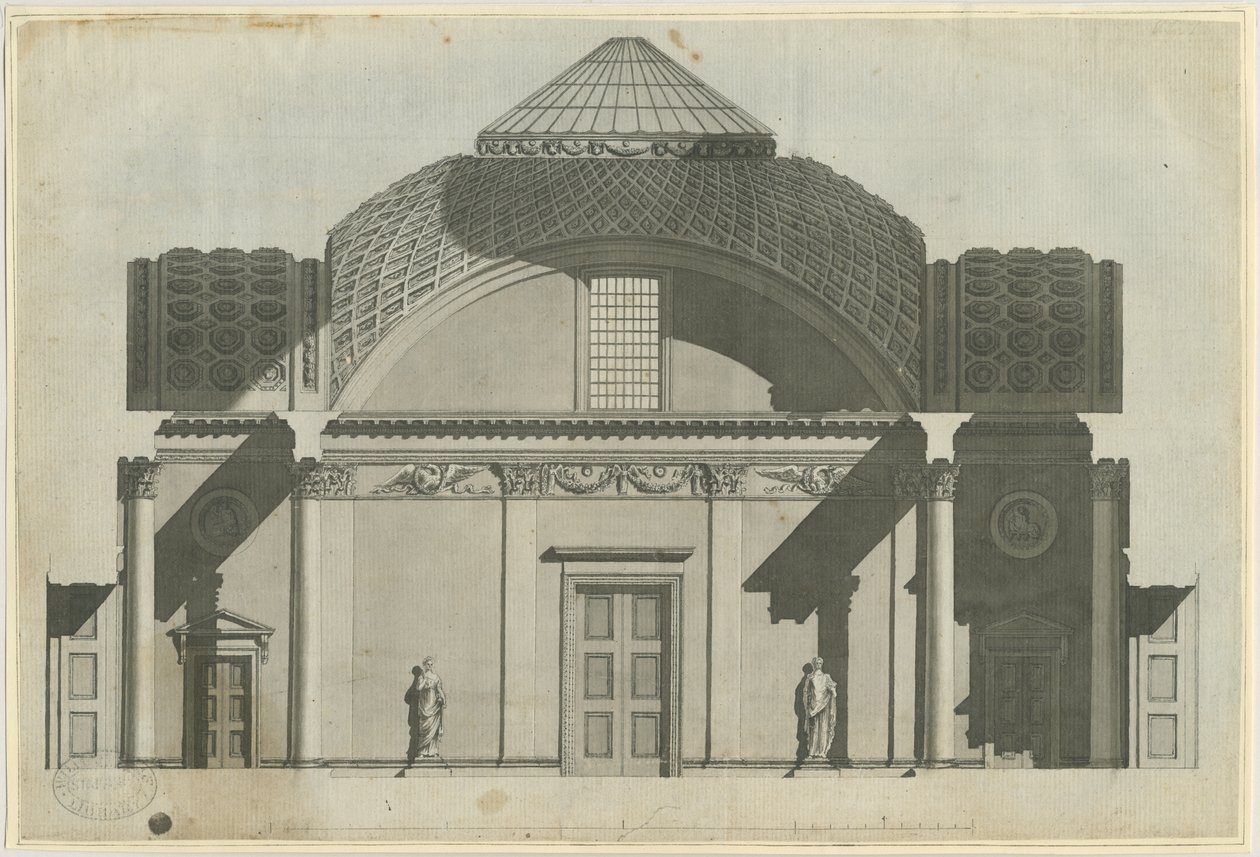 Chillington Hall: sepya çizimi, nd [1789] (çizim) by John Soane