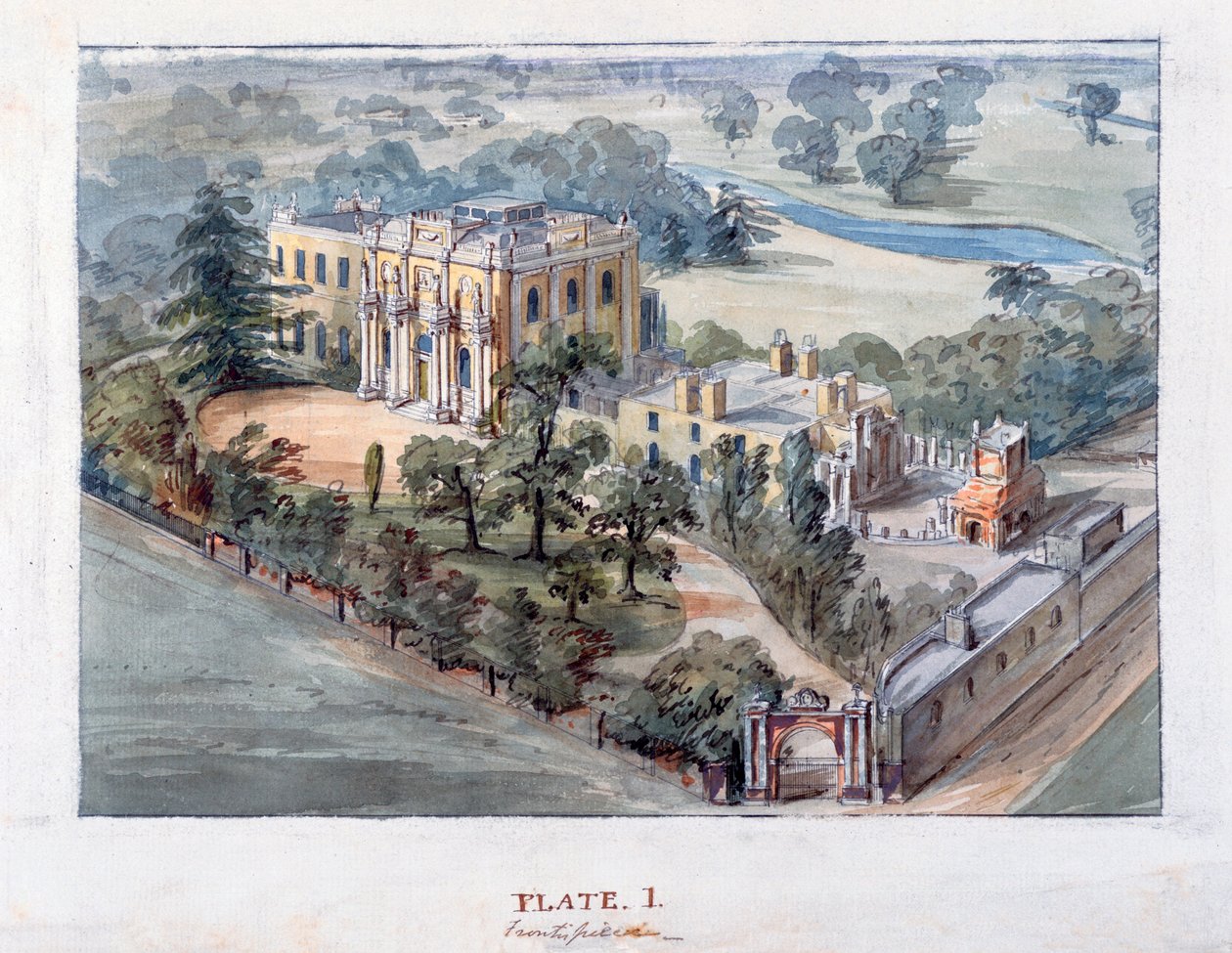 Pitzhanger Manor, Ealing (kağıt üzerinde wc ile kalem ve mürekkep) by John Soane