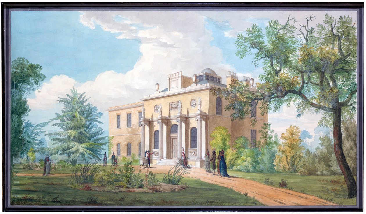 Pitzhanger Manor, Ealing, 7 Kasım 1800 (kağıt üzerinde wc ile kalem ve mürekkep) by John Soane