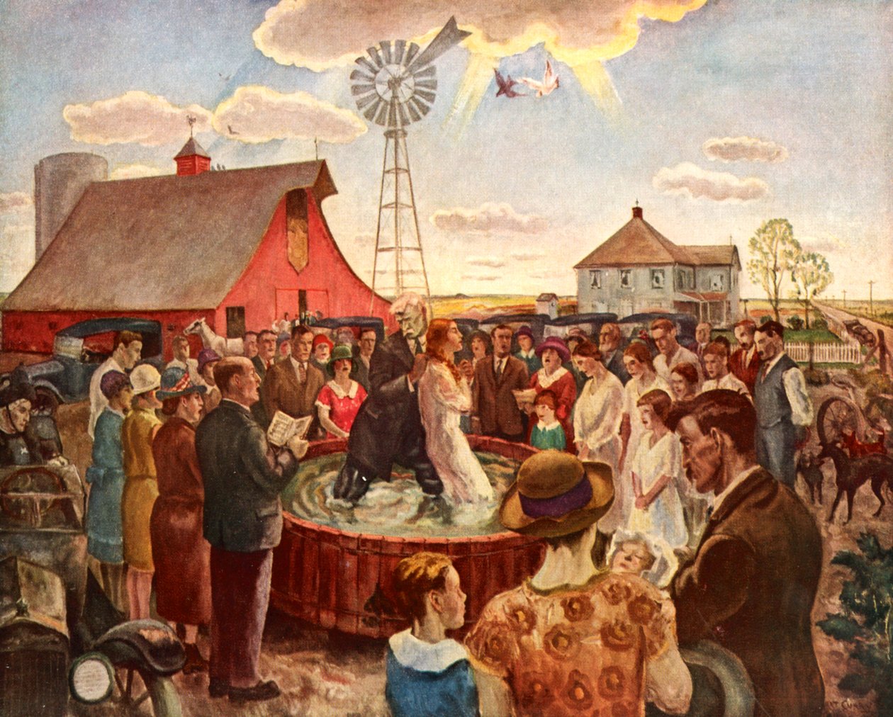 Kansas'ta Vaftiz, Kitap Plakası by John Steuart Curry
