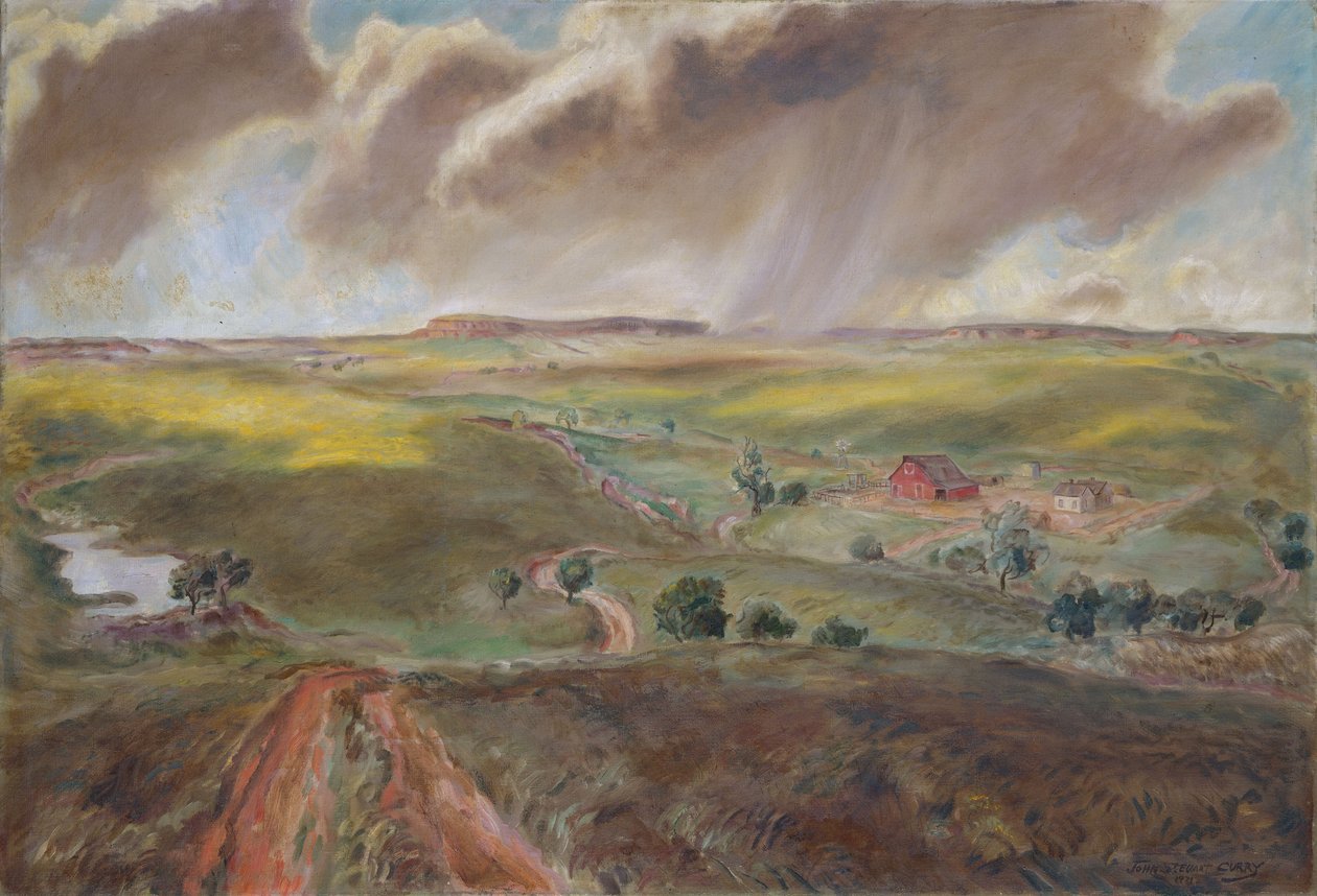 Bahar Yağmuru (Batı Kansas Manzarası) by John Steuart Curry