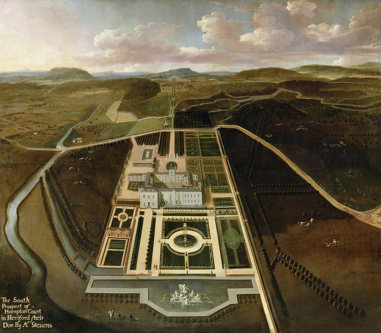 South Prospect of Hampton Court, Herefordshire, c.1705 by John Stevens