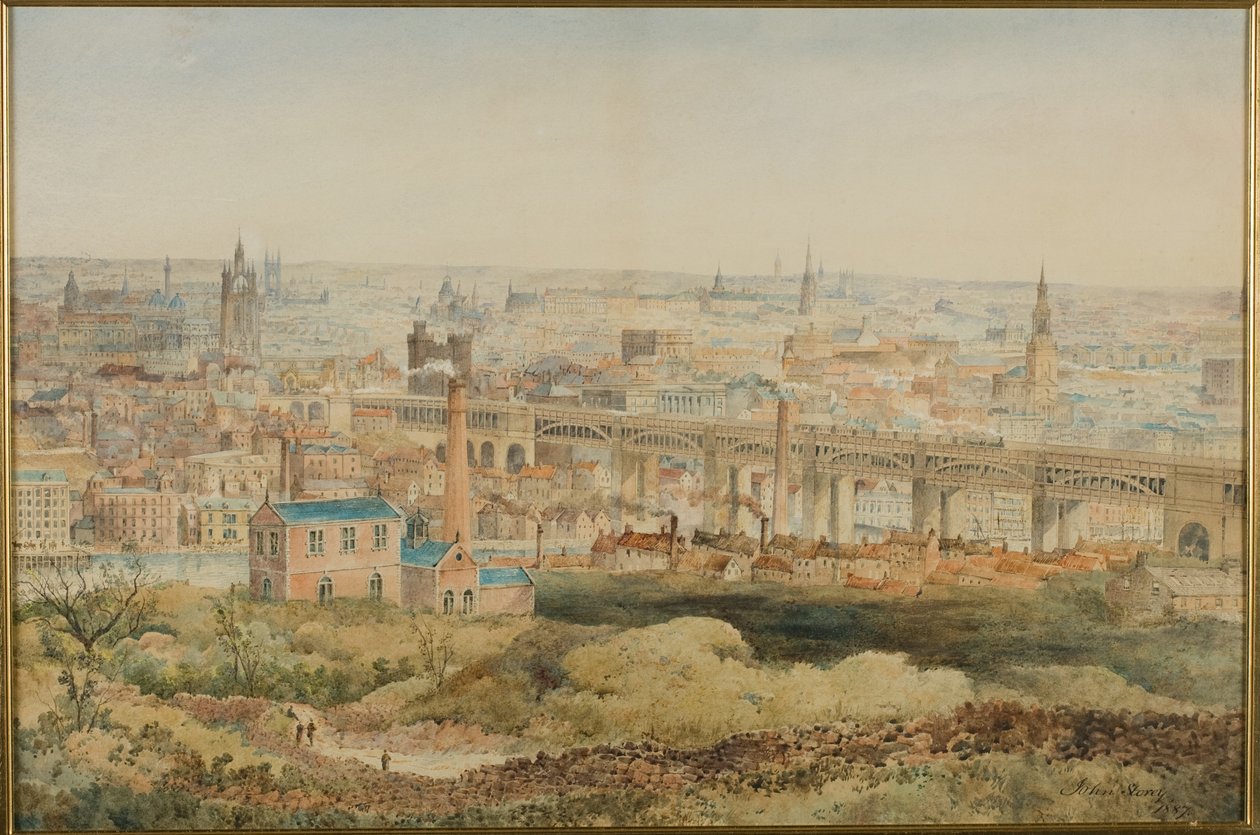 Windmill Hills, Gateshead, 1887'den Newcastle upon Tyne (kağıt üzerinde kalem ve tuvalet) by John Storey