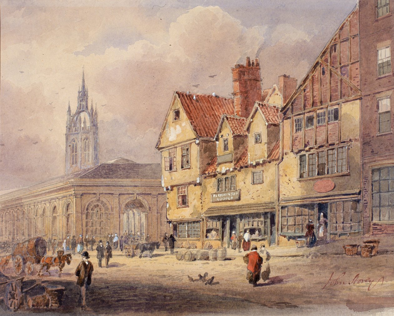 Belediye Binası Yapılmadan Önce Eski Binalar, Union Street ve Corn Exchange (kağıt üzerinde gövde rengi) by John Storey