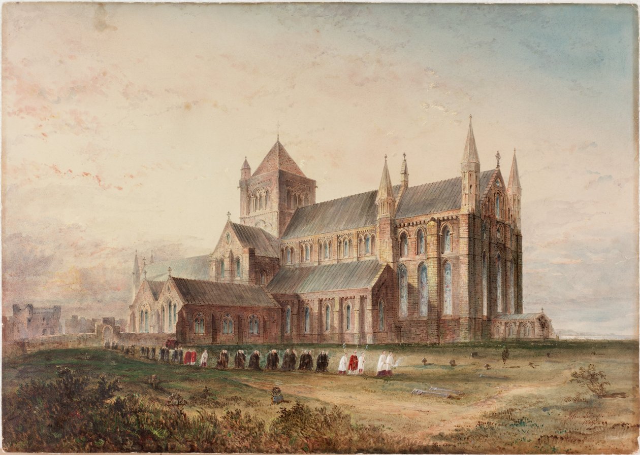 Tynemouth Manastırı, Dış Cephe, Tahmini Restorasyon (gövde rengi, kalem ve kağıt üzerinde wc) by John Storey