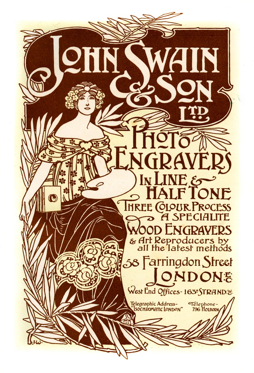 John Swain & Son için reklam, matbaacılar, 1901. by John Swain and Son