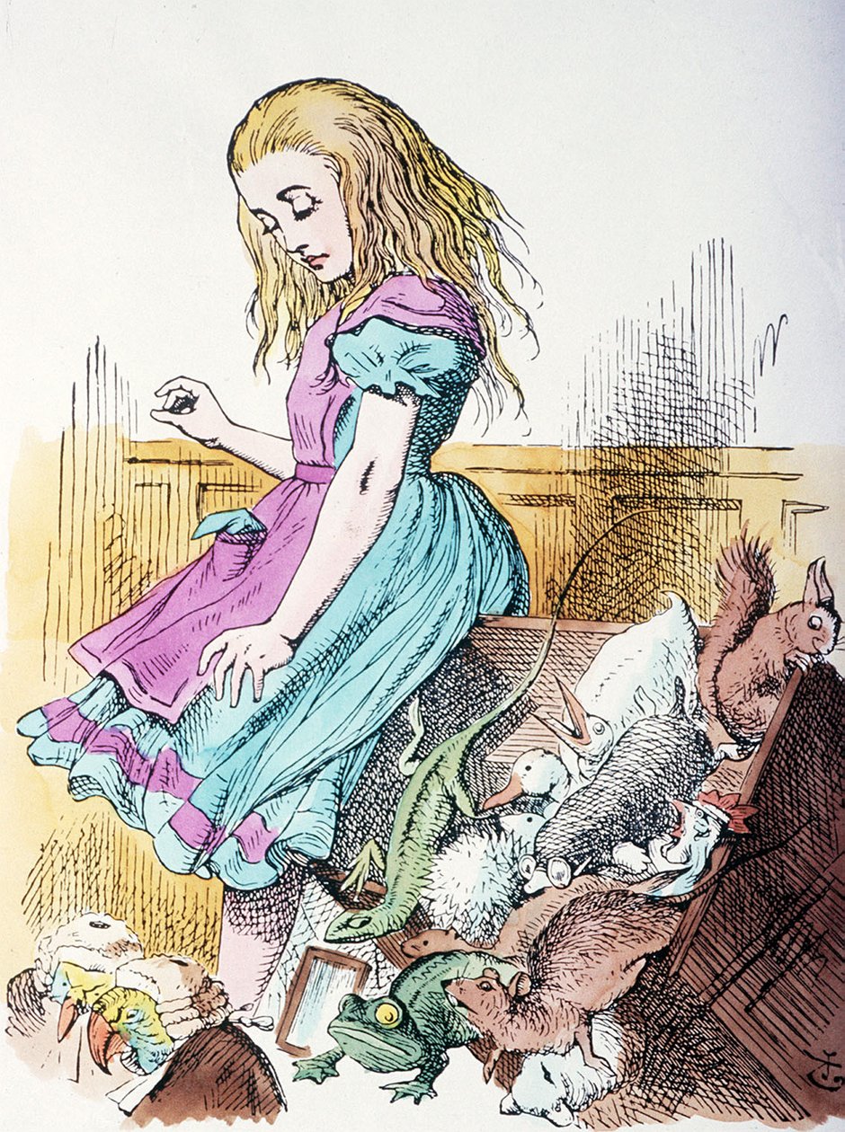 Alice hayvanlarla çevrili by John Tenniel