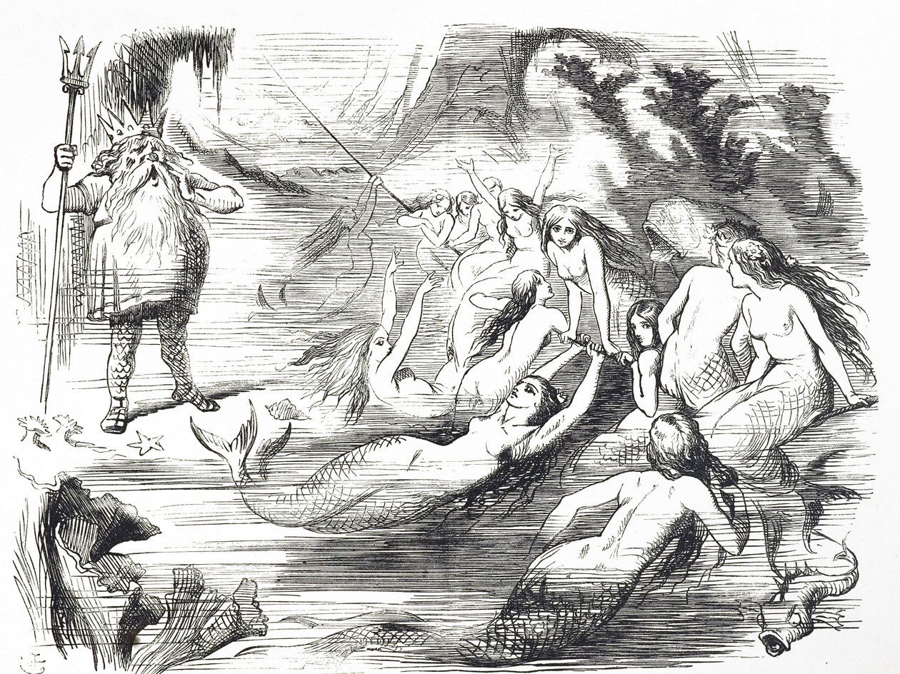 Atlantik Telgraf Kablosunu döşemek için ikinci girişim hakkında yorum yapan çizgi film by John Tenniel