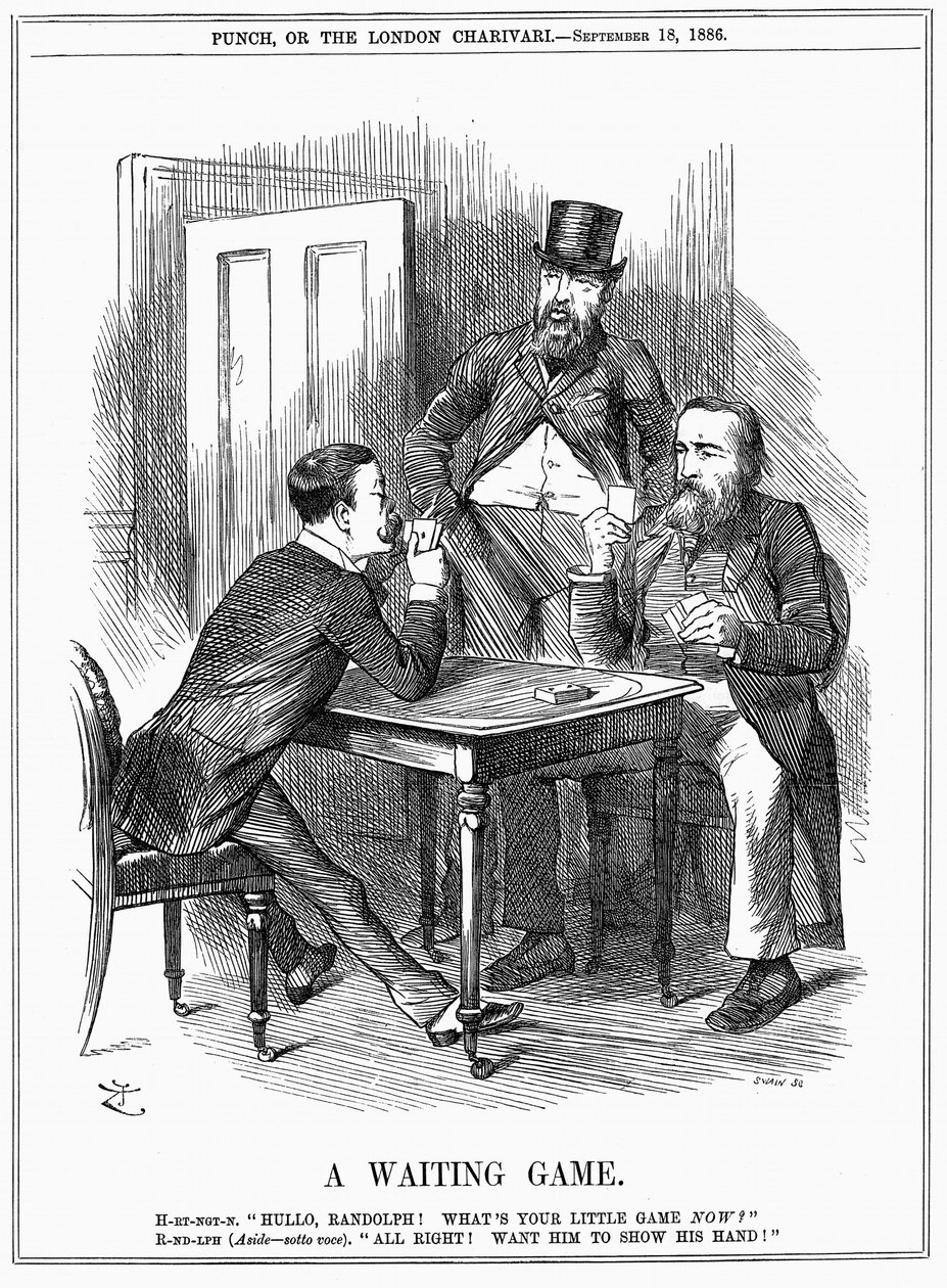 Lord Randolph Churchill (solda) İrlandalı politikacı Charles Stewart Parnell