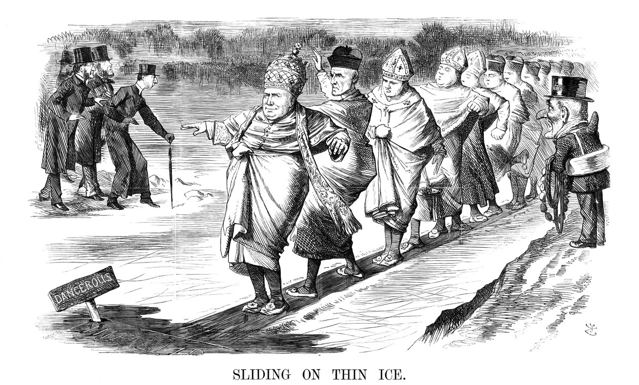 İnce Buz Üzerinde Kaymak, 1869 by John Tenniel
