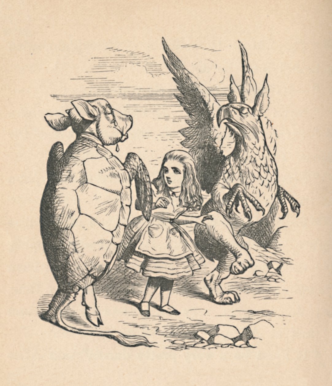 Sahte Kaplumbağa, Alice ve Grifon, 1889 by John Tenniel