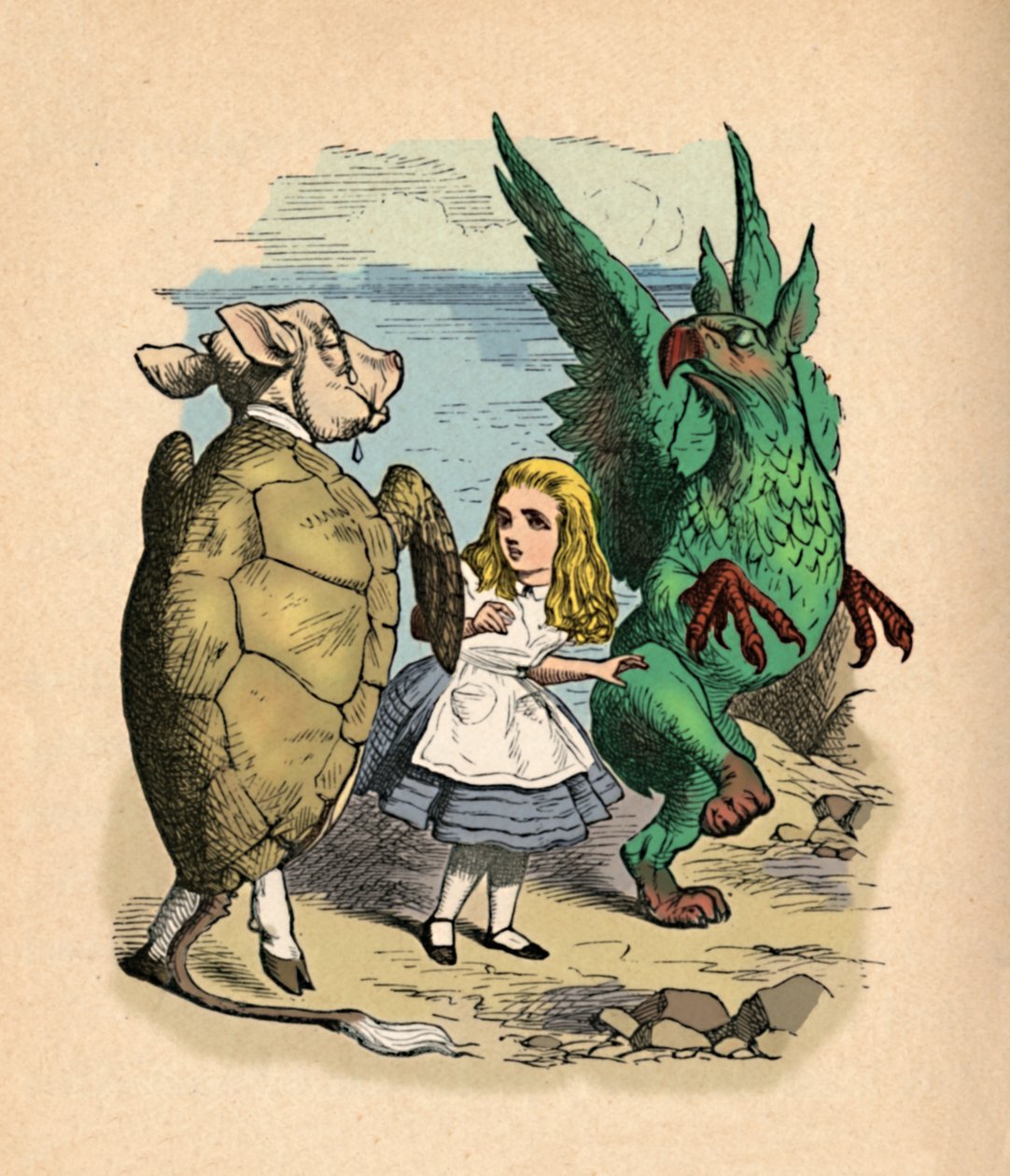 Sahte Kaplumbağa, Alice ve Grifon, 1889 by John Tenniel