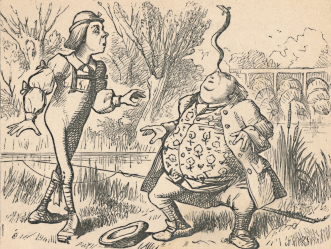 Burnunda balık dengeleyen genç ve babası, 1889 by John Tenniel