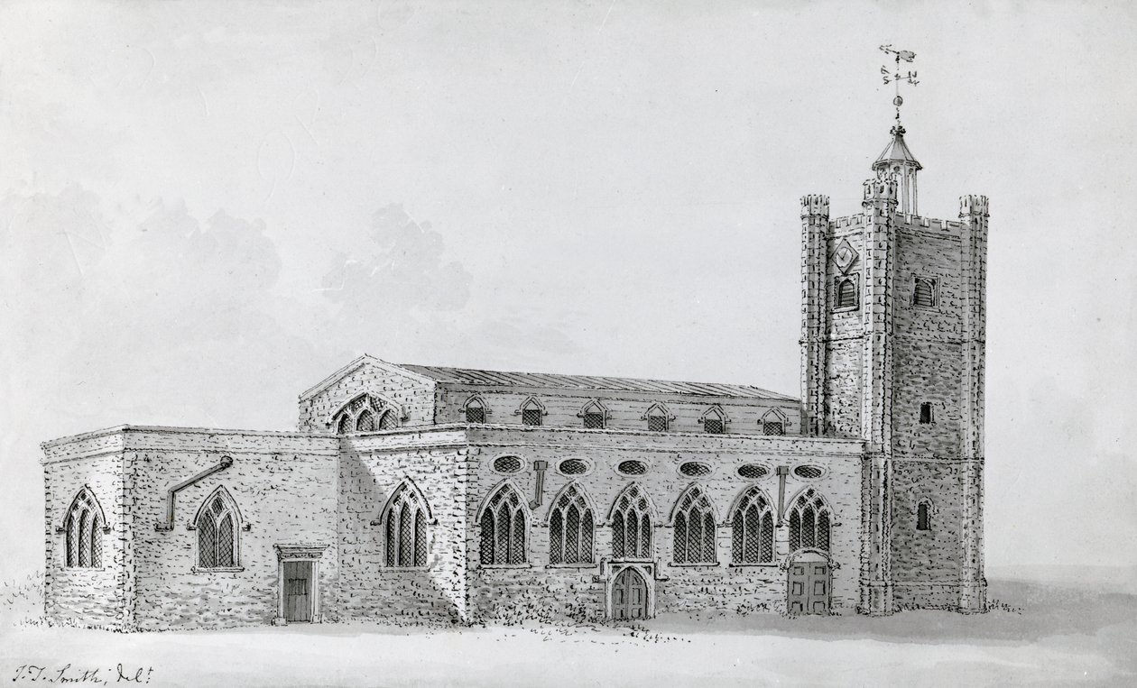 Eski St Giles kilisesi, c.1718 (gravür) by John Thomas (after) Smith