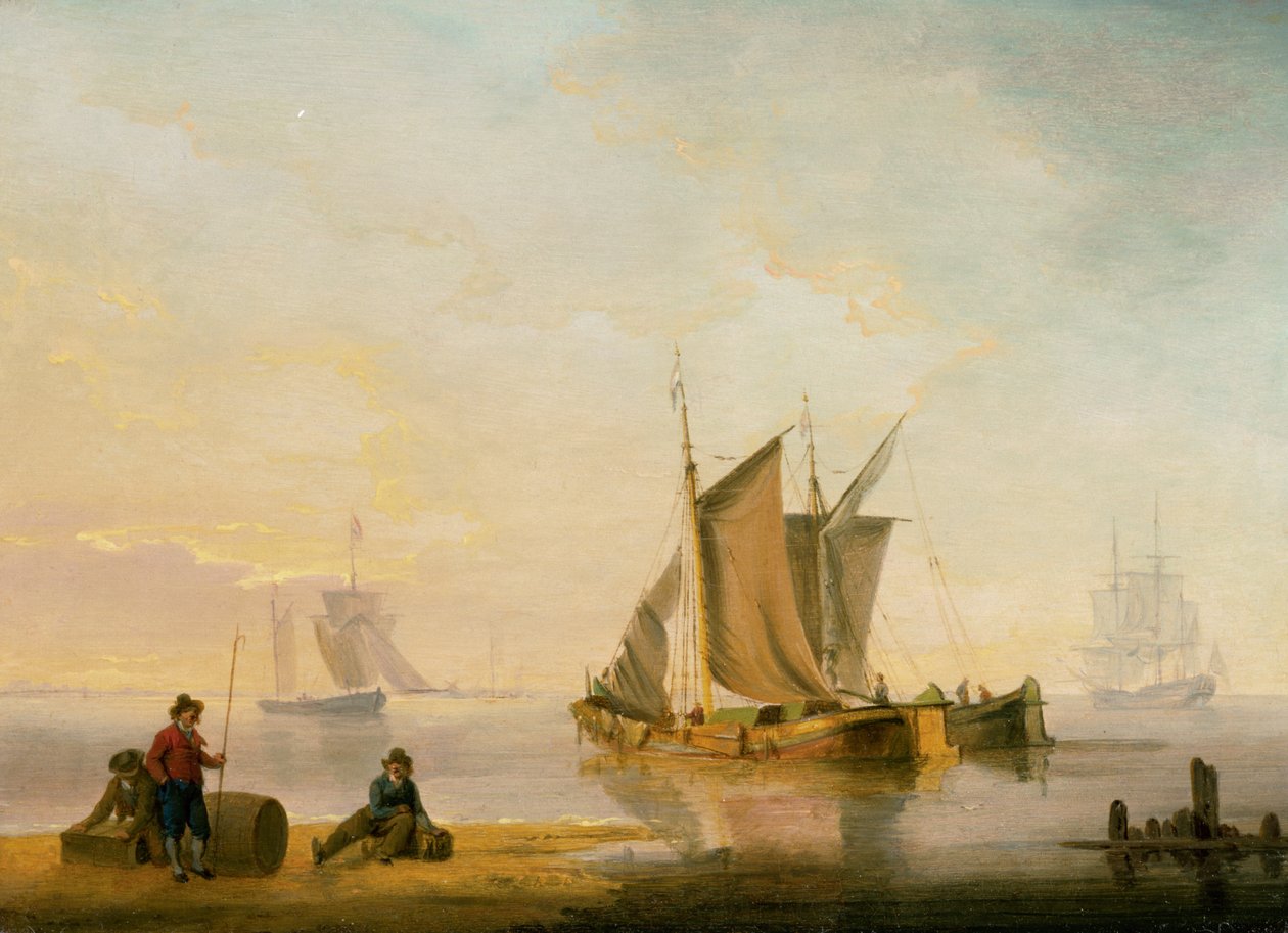 The Harbour at Weymouth, 1805 (kağıt üzerine kalem, mürekkep ve sulu boya) by John Thomas Serres