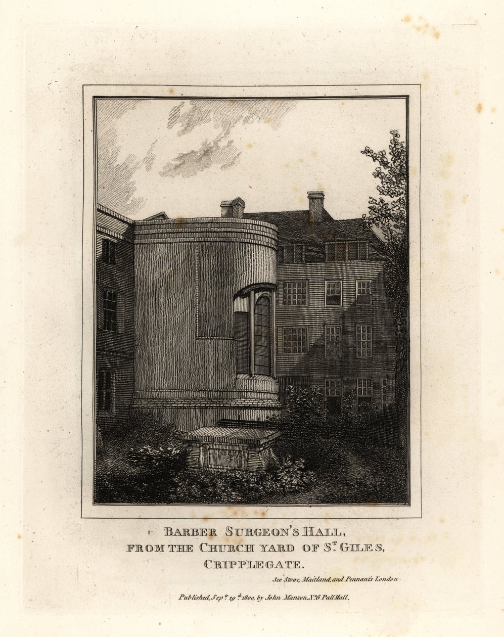 Berber Cerrah Salonu, Monkwell Caddesi, St Giles, Cripplegate kilise bahçesinden by John Thomas Smith