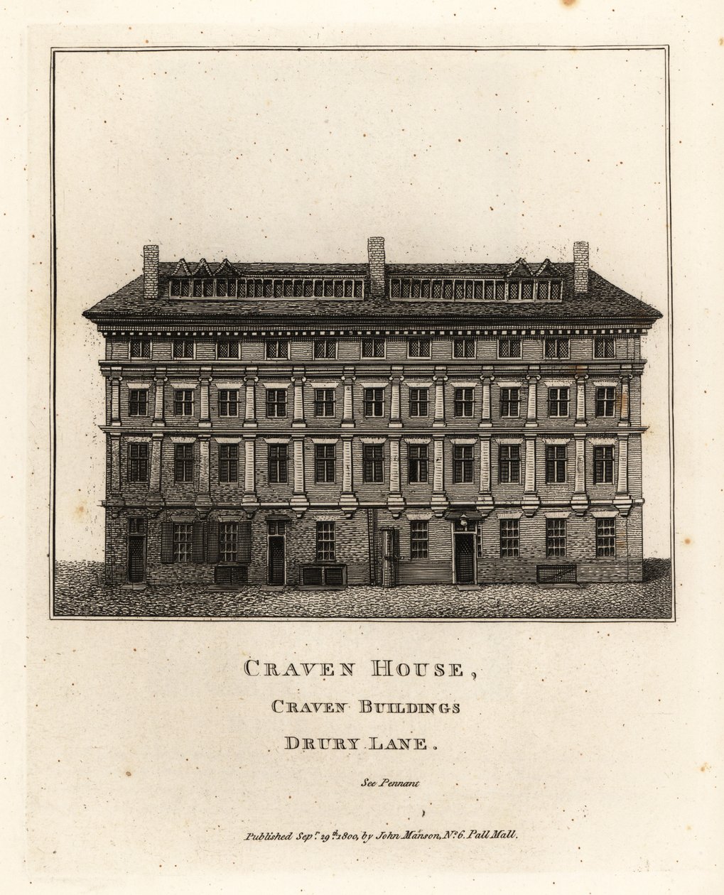 Craven House, Craven Binaları, Drury Lane, Londra by John Thomas Smith