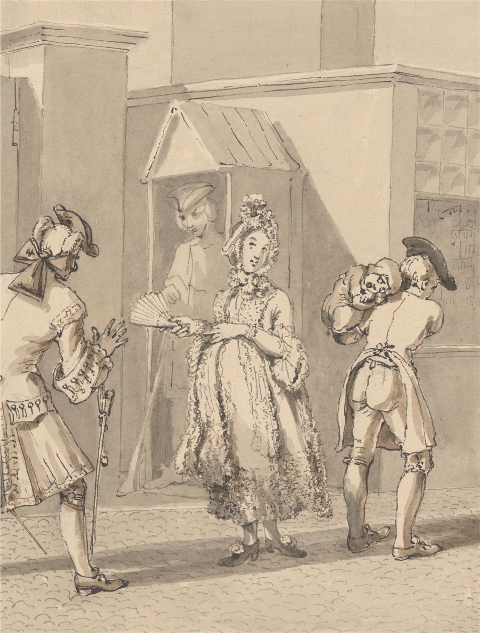 Hogarth Efendisinin Hasta Çocuğunu Leicester Fields Çevresinde Taşıyor. Zemin Leicester Evi Noktası. by John Thomas Smith