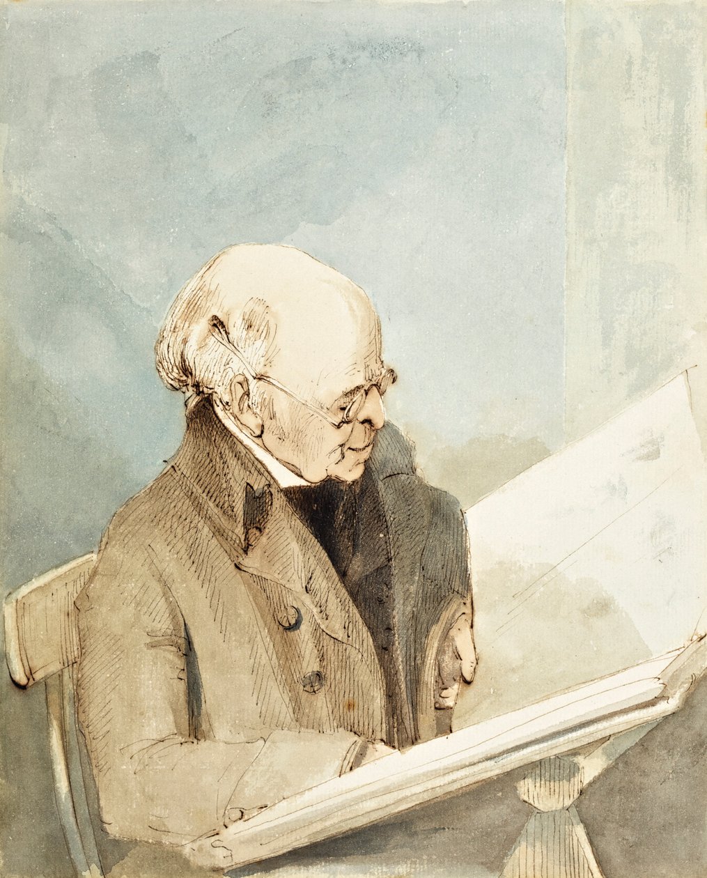 Hayman'ın öğrencisi Bay Taylor, British Museum'un Baskı Odasında, c.1820 (wc, kalem ve kağıt üzerine mürekkep) by John Thomas Smith