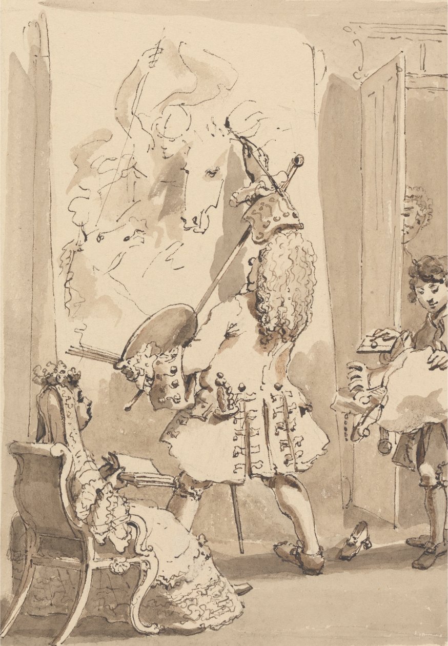 Sir James Thornhill'in Oğlu Leydi Thornhill'in Huzurunda Paketi ve Bir Mektubu Teslim Etmek İçin Efendisinin Resim Odasına Giriyor by John Thomas Smith