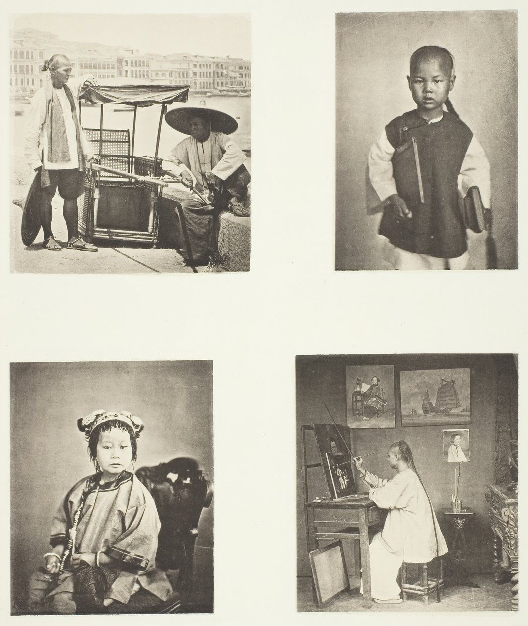 Bir Hong-Kong Sedan Sandalye, Bir Çinli Okul-Oğlan, Bir Çinli Kız, Bir Hong-Kong Sanatçısı, c. 1868. by John Thomson