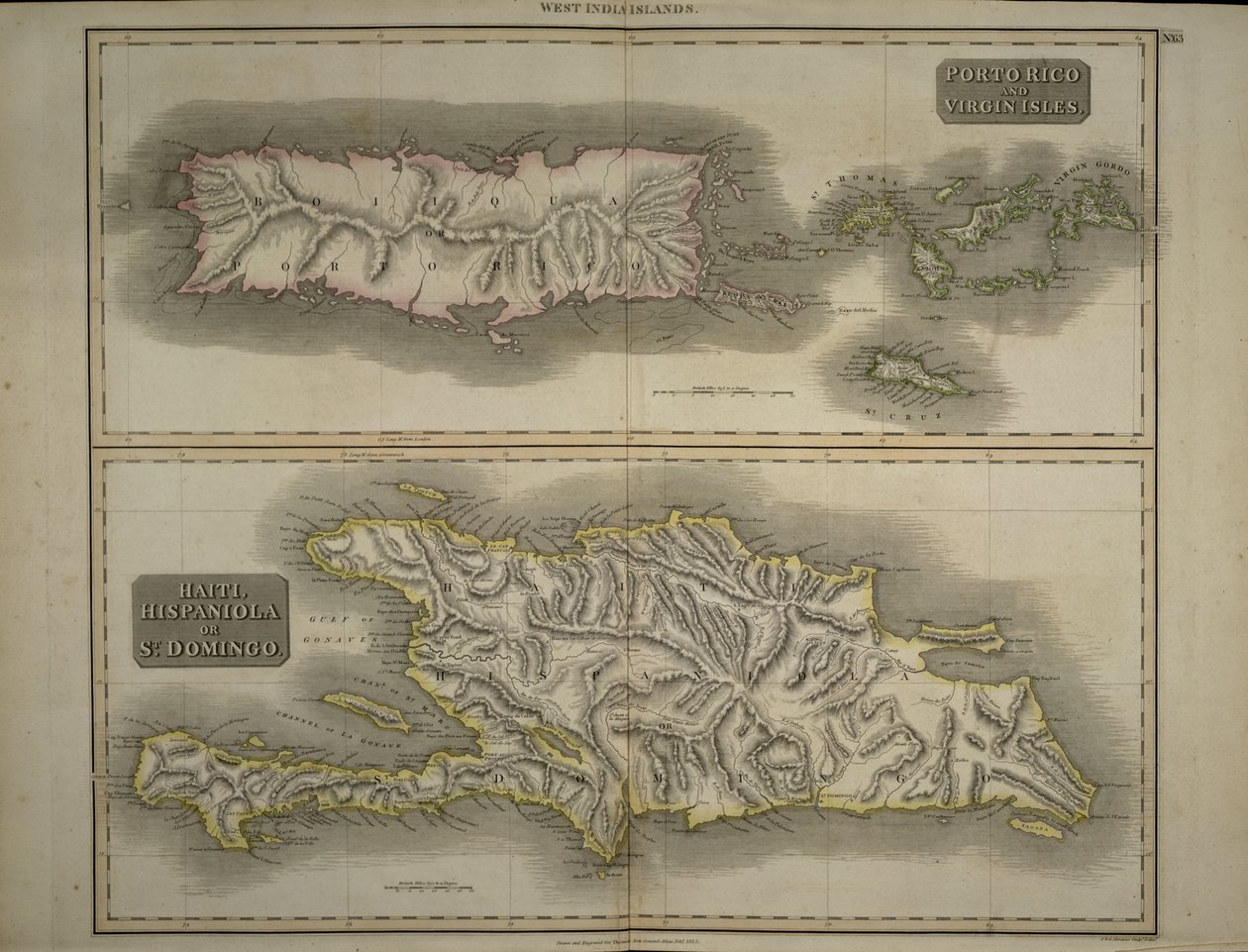 Porto Riko ve Virgin Adaları: Haiti, Hispaniola veya St. Domingo, 1817 (el boyaması gravür) by John Thomson