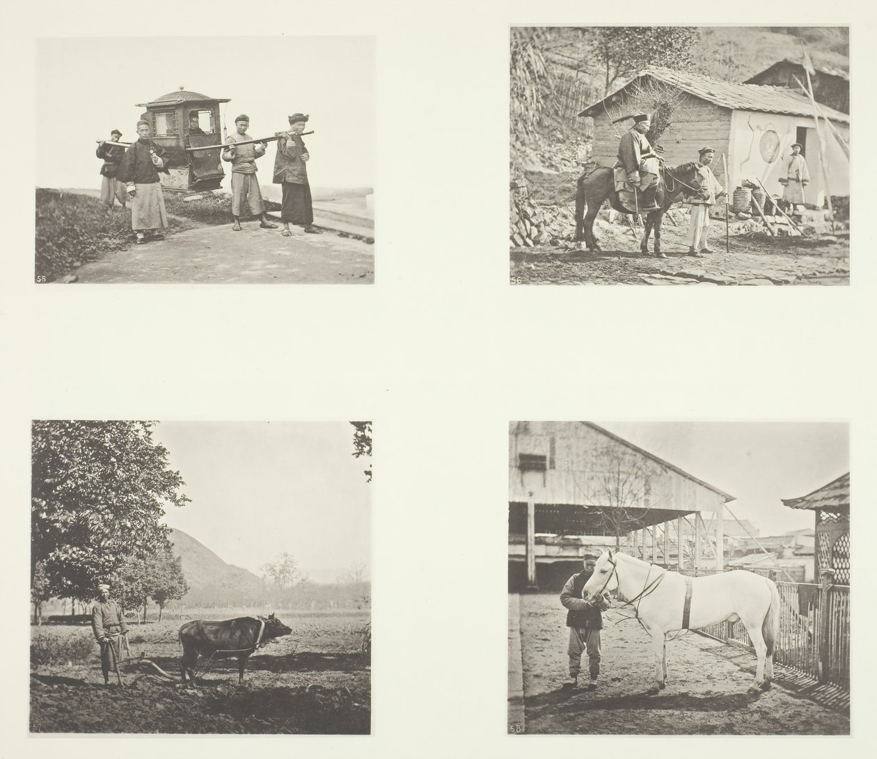 The Sedan, A Military Officer, The Plough, A North China Pony, c. 1868. by John Thomson