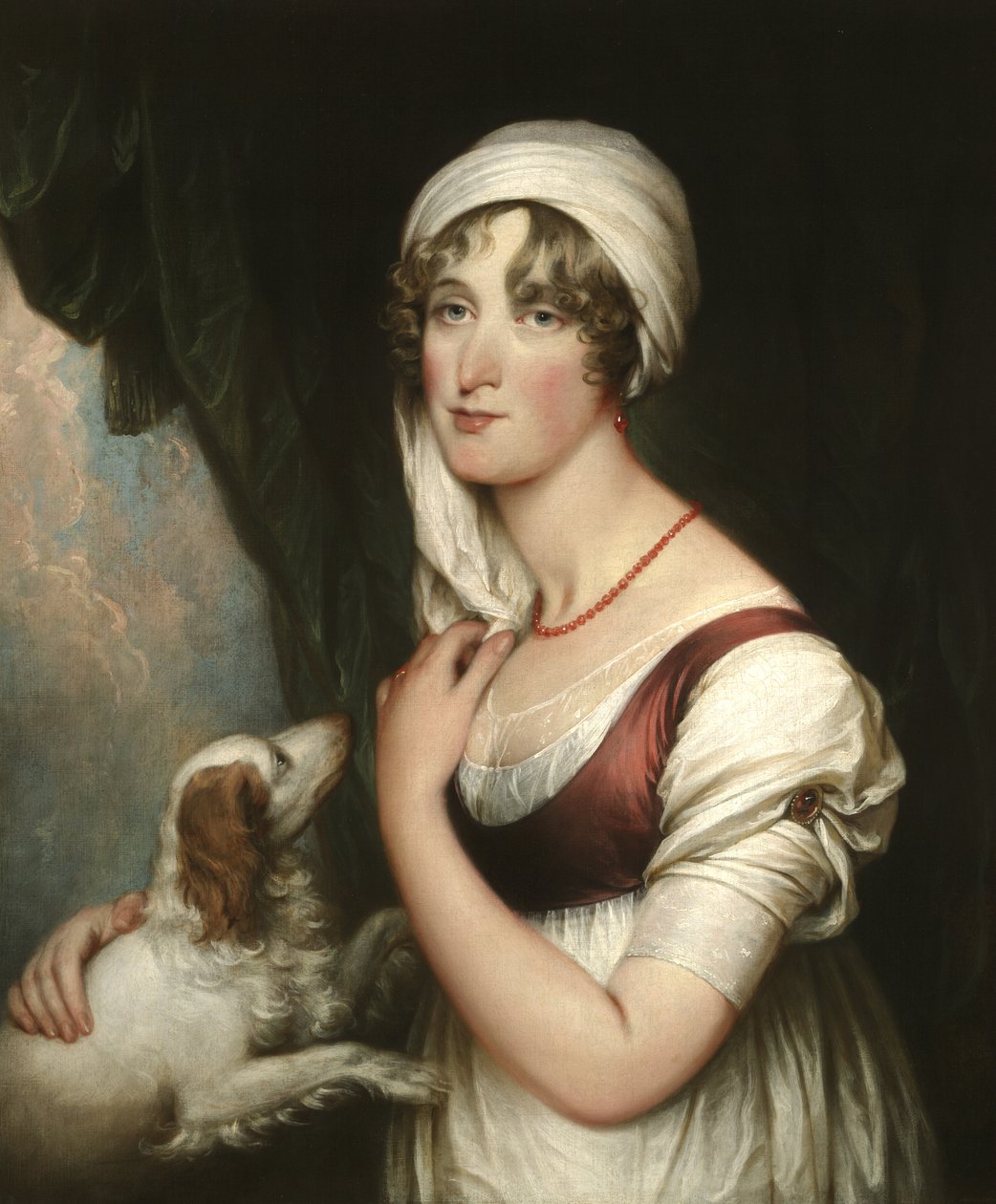 Bir Spaniel ile Sarah Trumbull, c.1802 by John Trumbull