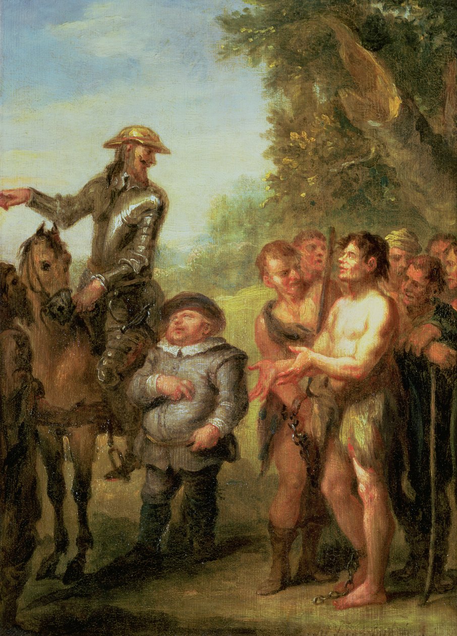 Don Kişot, kadırga kölelerini Cervantes Don Kişot