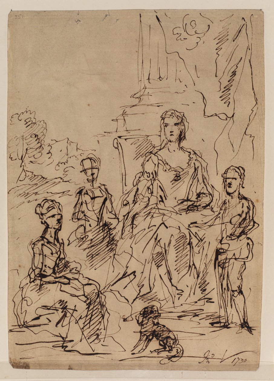 Bir aile portresi grubu için eskiz, 1730 by John Vanderbank