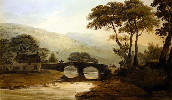 Beddgelert Köprüsü (kağıt üzerine sulu boya) by John Varley