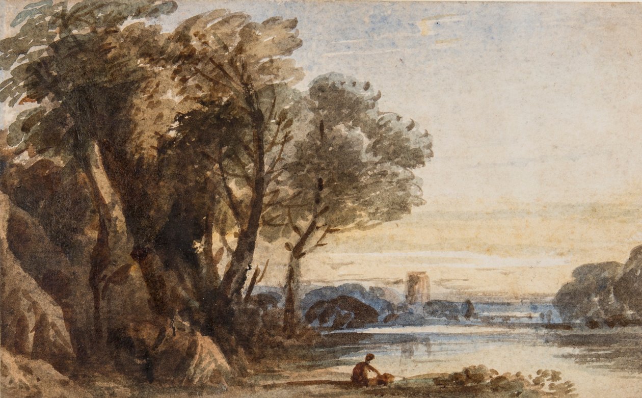 Capriccio Manzara, c.1830 (kağıt üzerinde arap zamkı ile wc) by John Varley