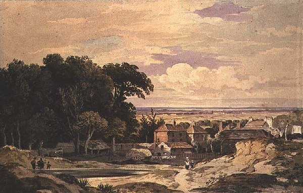 Frognal, Hampstead, c.1825 (suluboya) by John Varley
