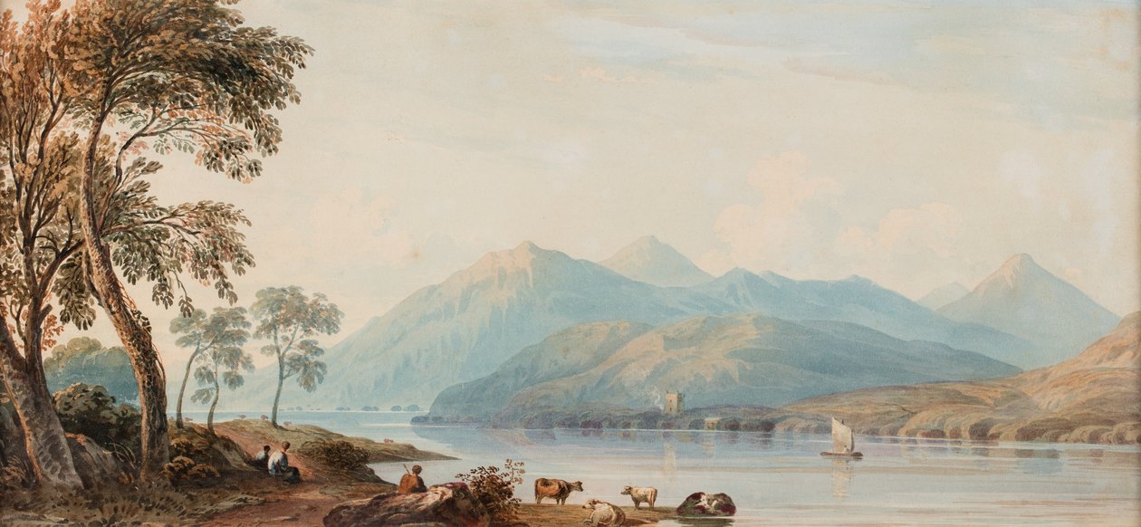 Glengary Loch, tarihi bilinmiyor (kağıt üzerine suluboya) by John Varley