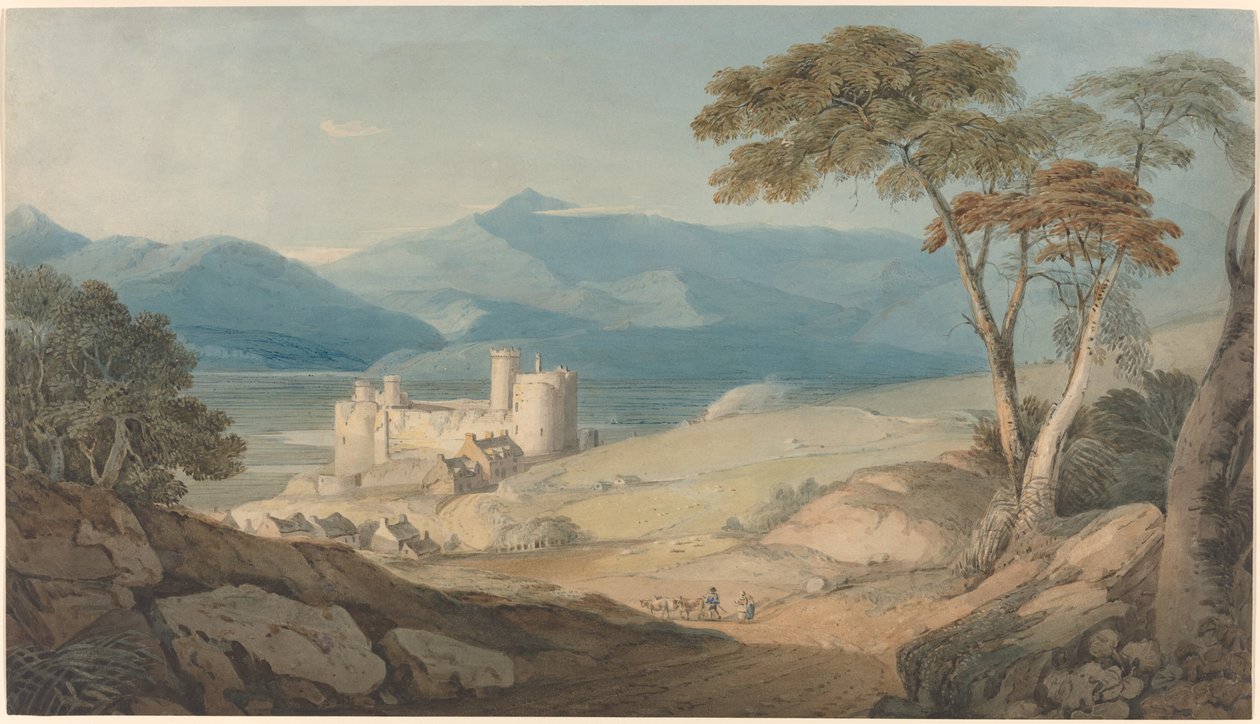 Harlech Kalesi ve Snowdon by John Varley