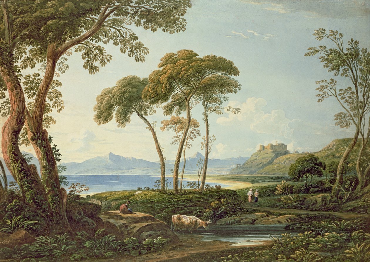 Harlech Kalesi ile manzara by John Varley
