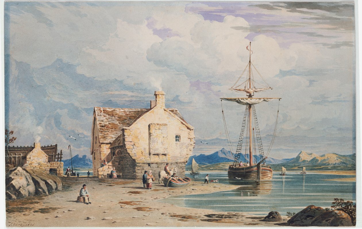 Uzakta Snowdon ile Tegwin Feribotu, Harlech yakınlarından, Kuzey Galler, 1826 by John Varley