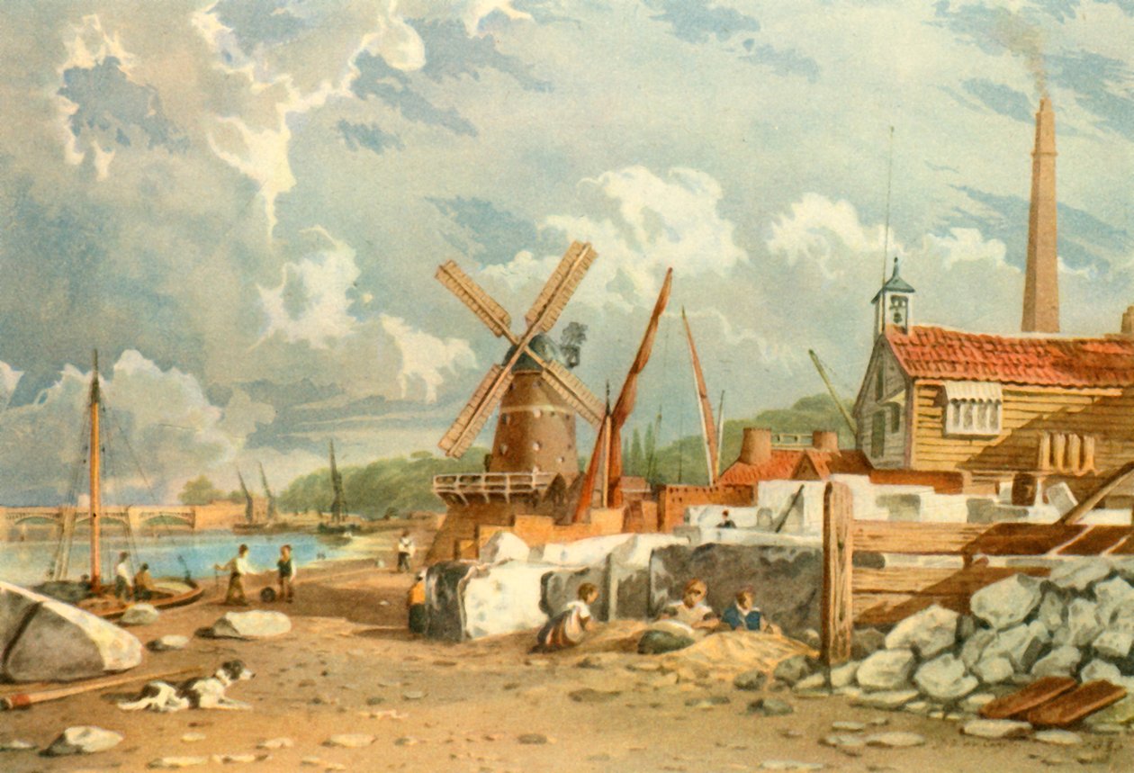 Randalls Flint Mill, Nine Elms, Battersea, 1830, 1947. by John Varley I