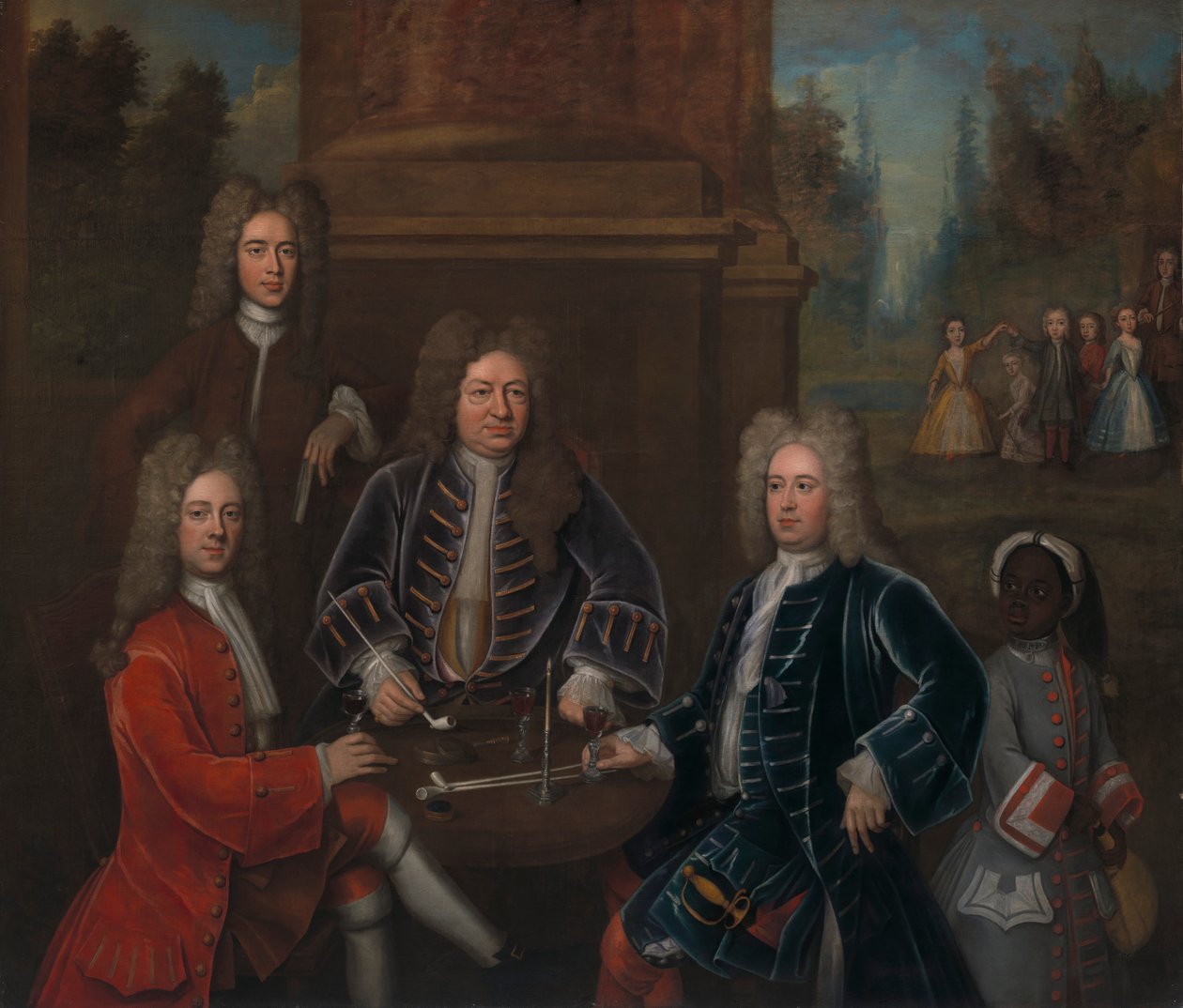 Elihu Yale, Aile Üyeleri ve Köleleştirilmiş Bir Çocukla by John Verelst