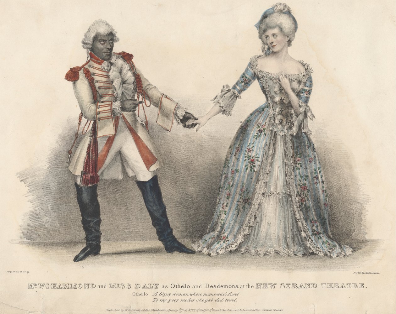 New Strand Theatre'da Othello ve Desdemona rolünde Bay WJ Hammond ve Bayan Daly by John W. Gear