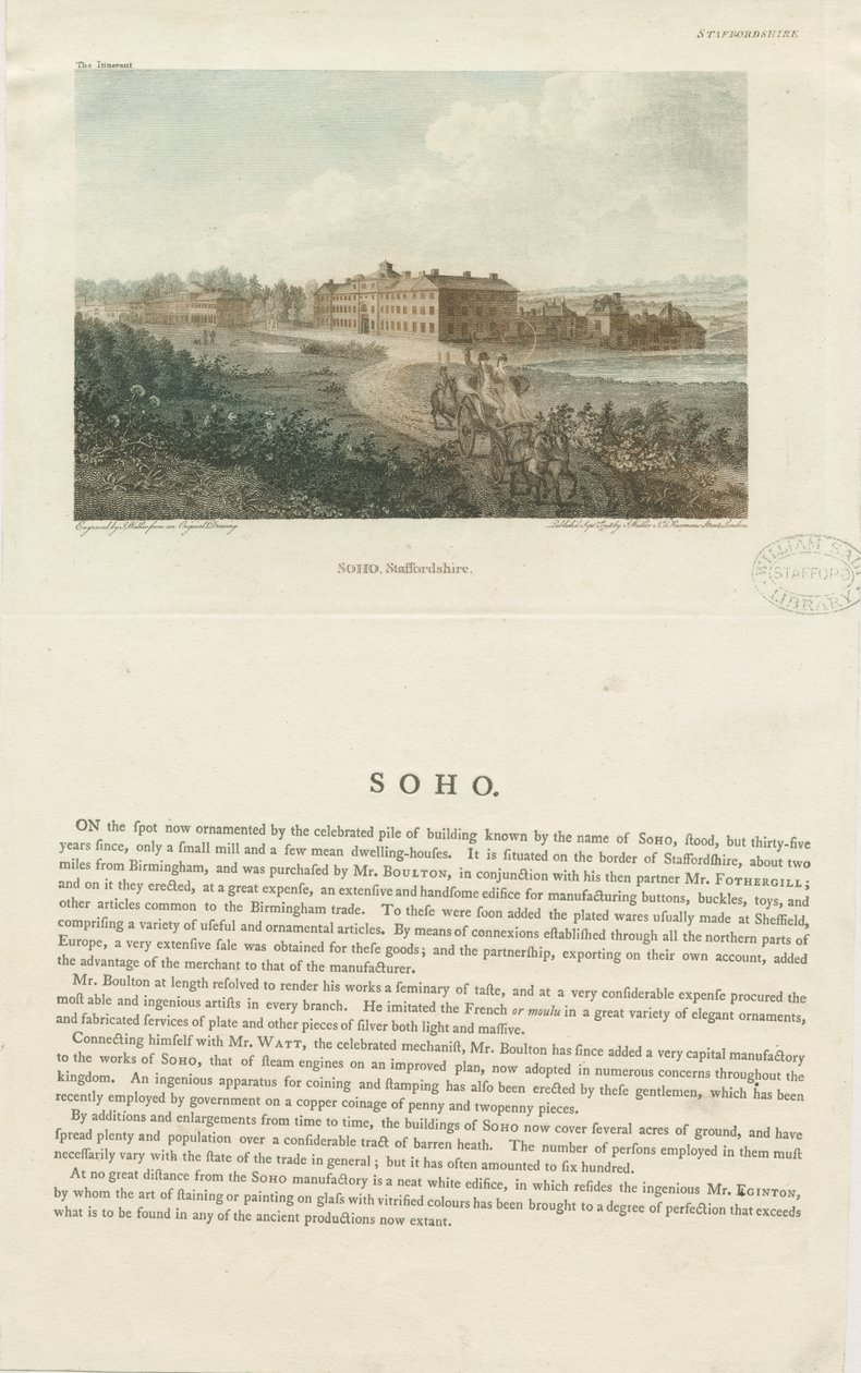 Soho Fabrikası: renkli gravür, nd [c 1798] by John Walker