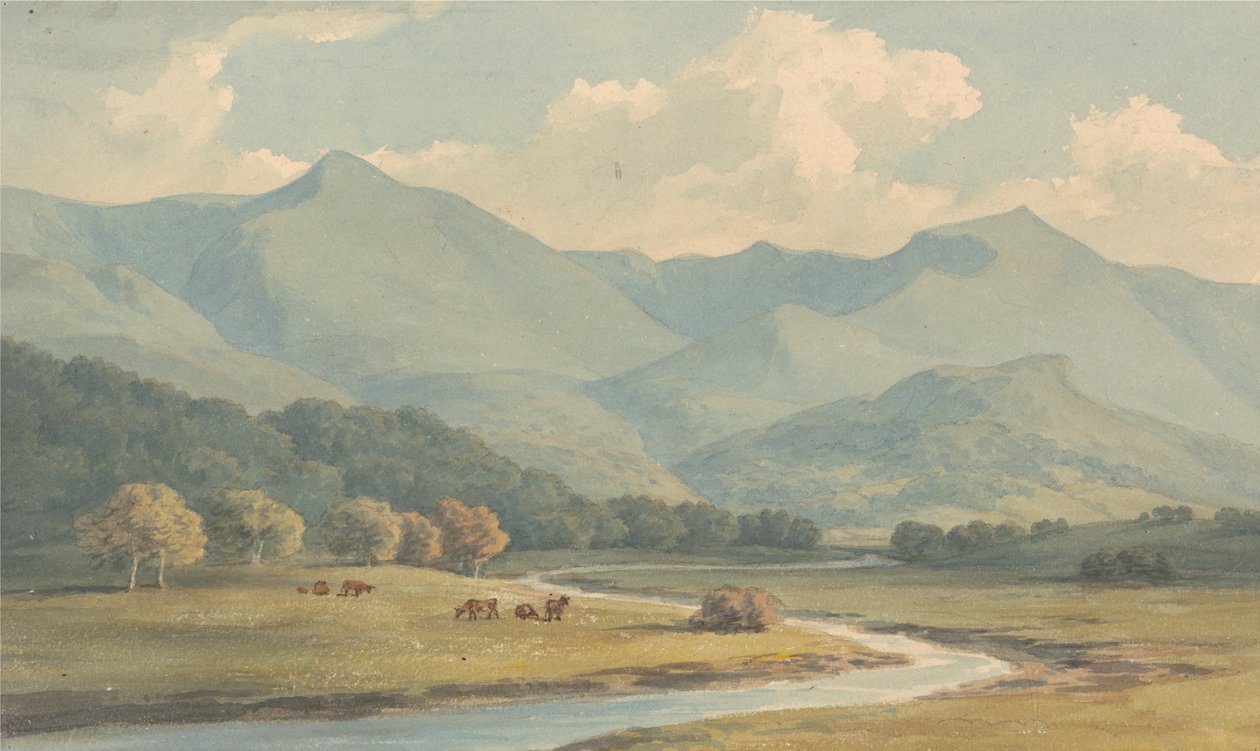Carnedd Llewelyn ve Carnedd David, Carnarvonshire, Ogwen Nehrinin Ötesinde Göründü by John Warwick Smith